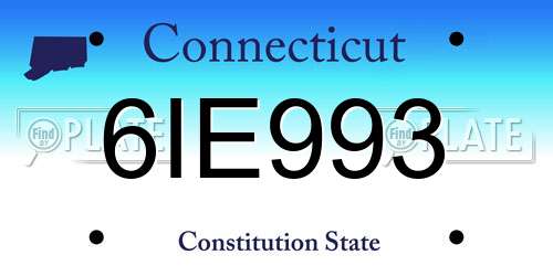 6IE993 Connecticut License Plate