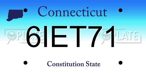 6IET71 Connecticut License Plate