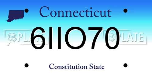 6IIO70 Connecticut License Plate