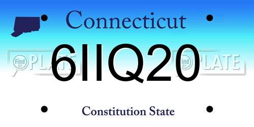 6IIQ20 Connecticut License Plate