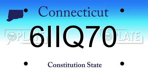 6IIQ70 Connecticut License Plate