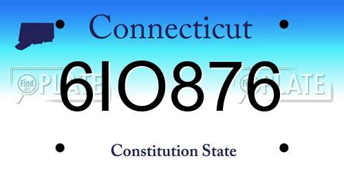 6IO876 Connecticut License Plate
