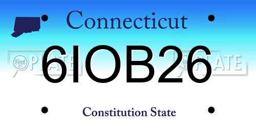 6IOB26 Connecticut License Plate