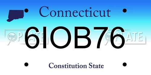 6IOB76 Connecticut License Plate