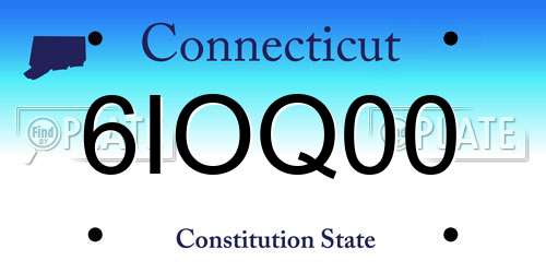 6IOQ00 Connecticut License Plate