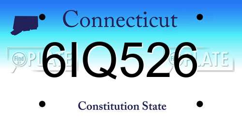 6IQ526 Connecticut License Plate