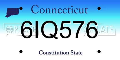 6IQ576 Connecticut License Plate
