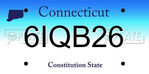 6IQB26 Connecticut License Plate