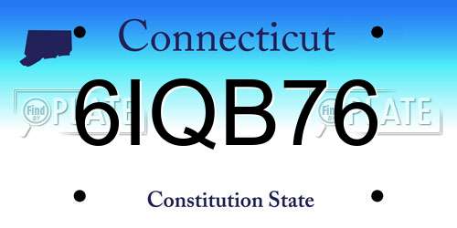 6IQB76 Connecticut License Plate