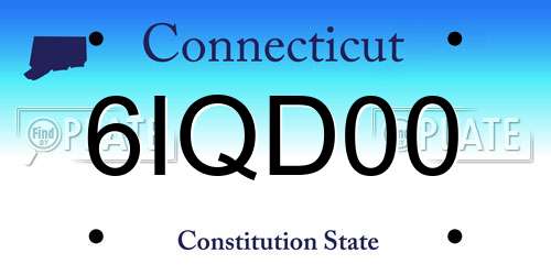 6IQD00 Connecticut License Plate