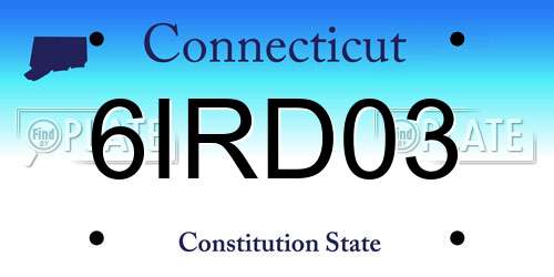 6IRD03 Connecticut License Plate