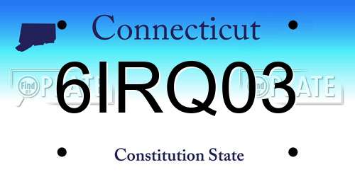 6IRQ03 Connecticut License Plate