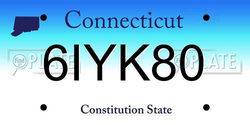 6IYK80 Connecticut License Plate