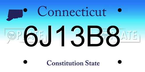 6J13B8 Connecticut License Plate