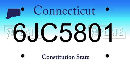 6JC5801 Connecticut License Plate