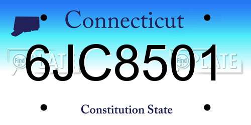 6JC8501 Connecticut License Plate