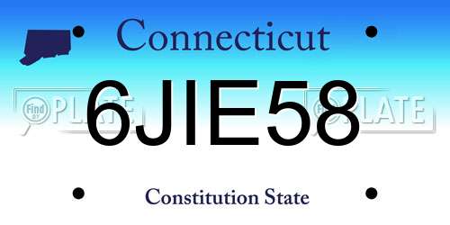 6JIE58 Connecticut License Plate