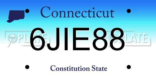 6JIE88 Connecticut License Plate