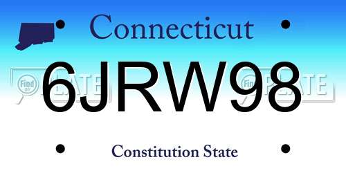6JRW98 Connecticut License Plate