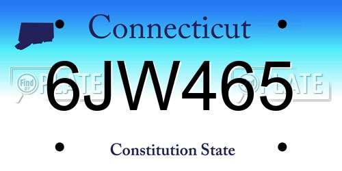 6JW465 Connecticut License Plate