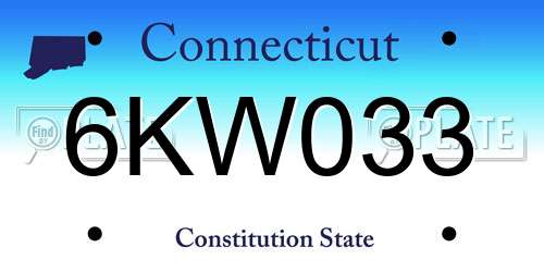 6KW033 Connecticut License Plate