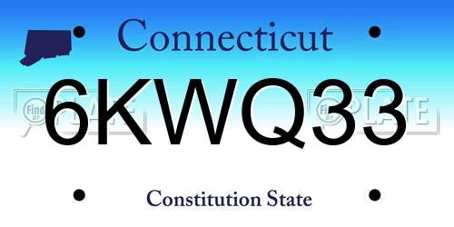 6KWQ33 Connecticut License Plate