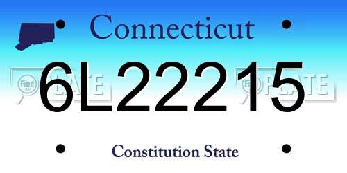 6L22215 Connecticut License Plate