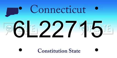 6L22715 Connecticut License Plate