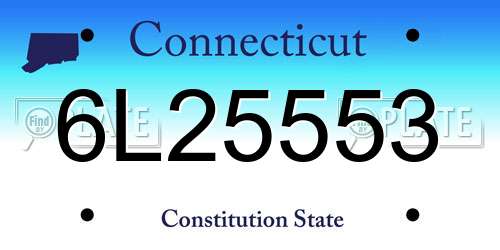 6L25553 Connecticut License Plate