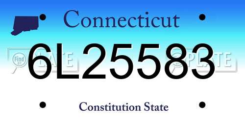 6L25583 Connecticut License Plate