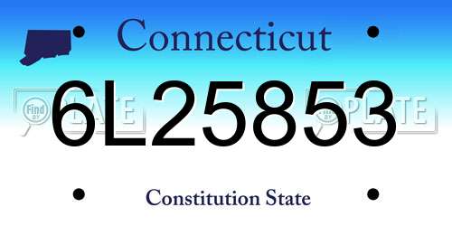 6L25853 Connecticut License Plate