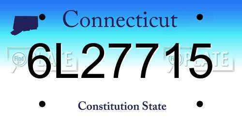 6L27715 Connecticut License Plate