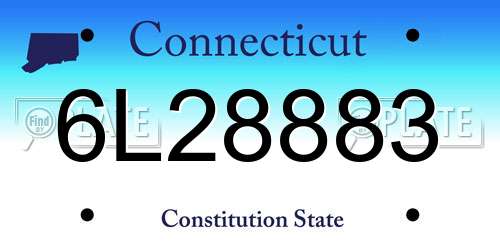 6L28883 Connecticut License Plate