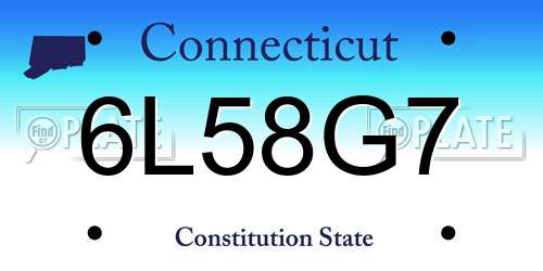 6L58G7 Connecticut License Plate
