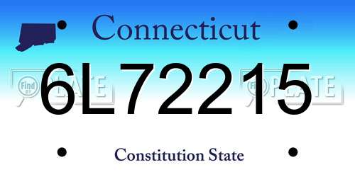 6L72215 Connecticut License Plate
