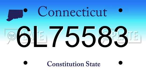 6L75583 Connecticut License Plate