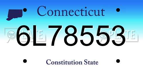 6L78553 Connecticut License Plate