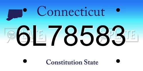 6L78583 Connecticut License Plate