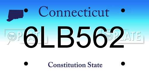 6LB562 Connecticut License Plate
