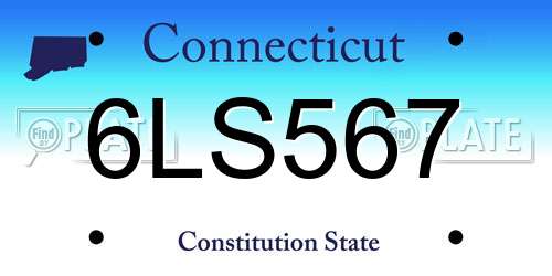 6LS567 Connecticut License Plate