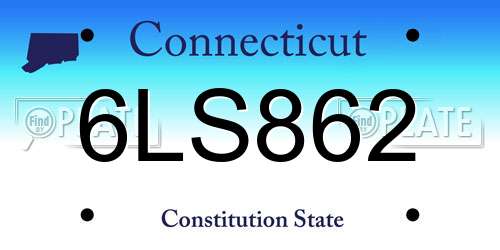 6LS862 Connecticut License Plate