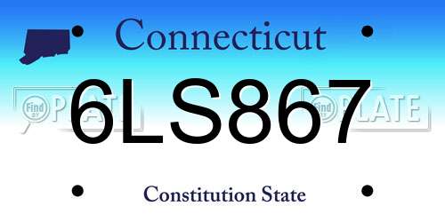 6LS867 Connecticut License Plate