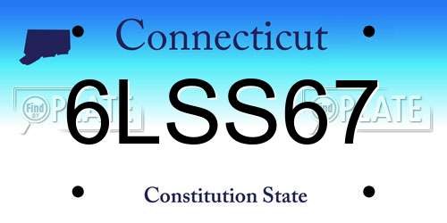 6LSS67 Connecticut License Plate