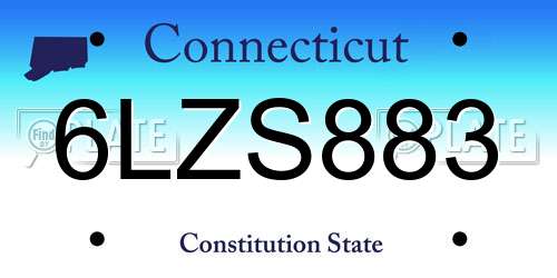 6LZS883 Connecticut License Plate