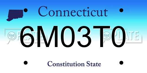 6M03T0 Connecticut License Plate