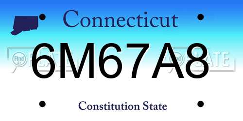 6M67A8 Connecticut License Plate