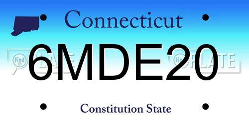 6MDE20 Connecticut License Plate