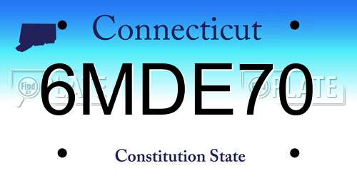 6MDE70 Connecticut License Plate