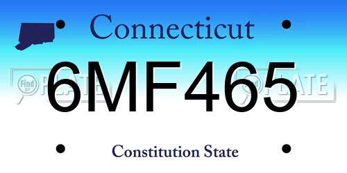 6MF465 Connecticut License Plate