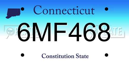 6MF468 Connecticut License Plate